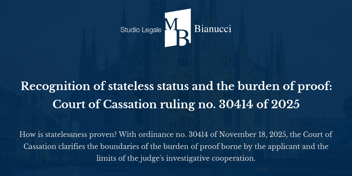 Recognition of stateless status and the burden of proof: Court of ...